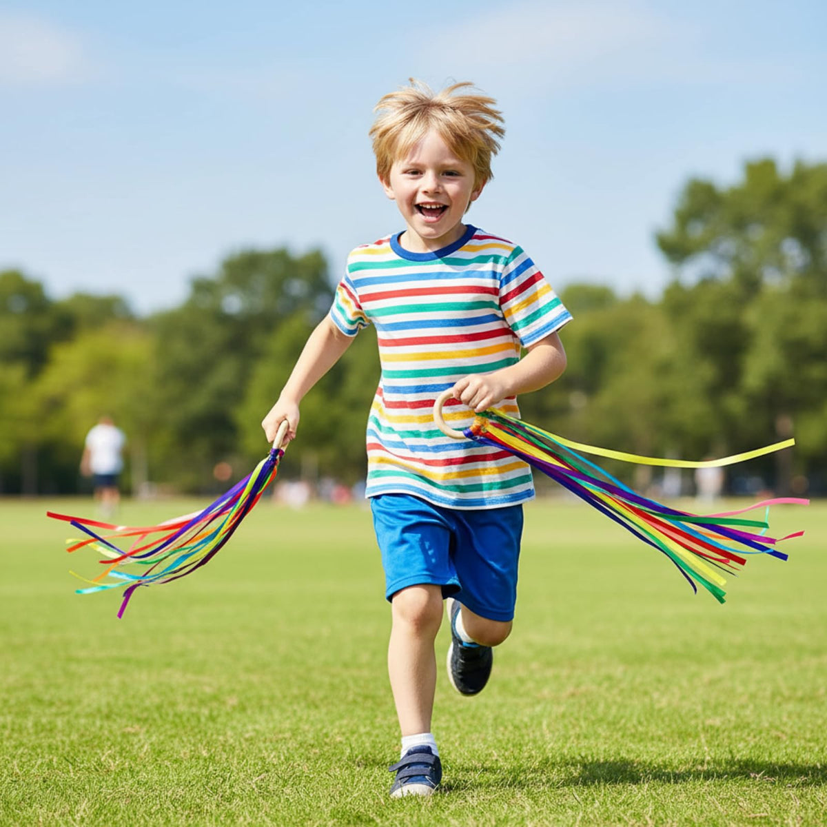 Junkin rainbow streamers used as party decor for vibrant celebrations