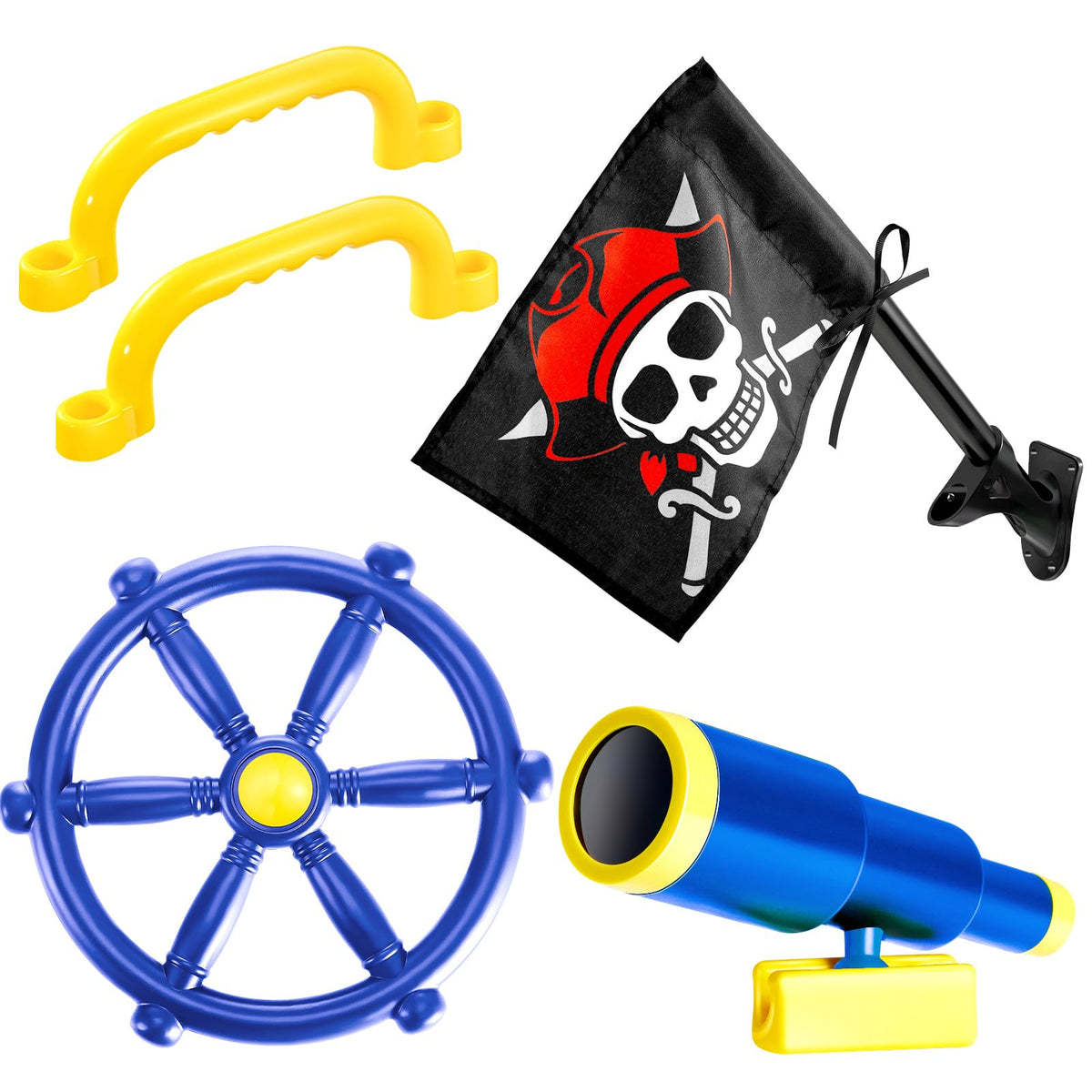 Junkin pirate steering wheel for outdoor play with engaging grip