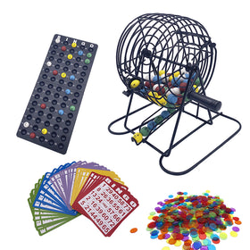 JUNWRROW Deluxe bingo cage 6-inch in action, durable metal design for smooth draws.