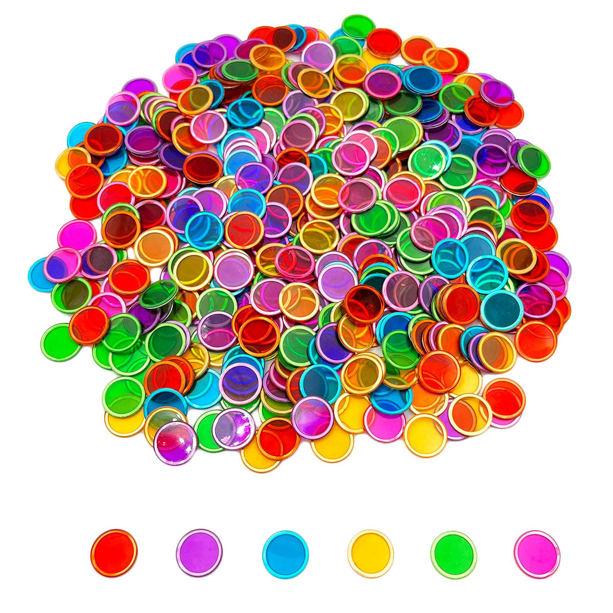 JUNWRROW rainbow metal chips showcase 600 pieces for counting and sorting activities