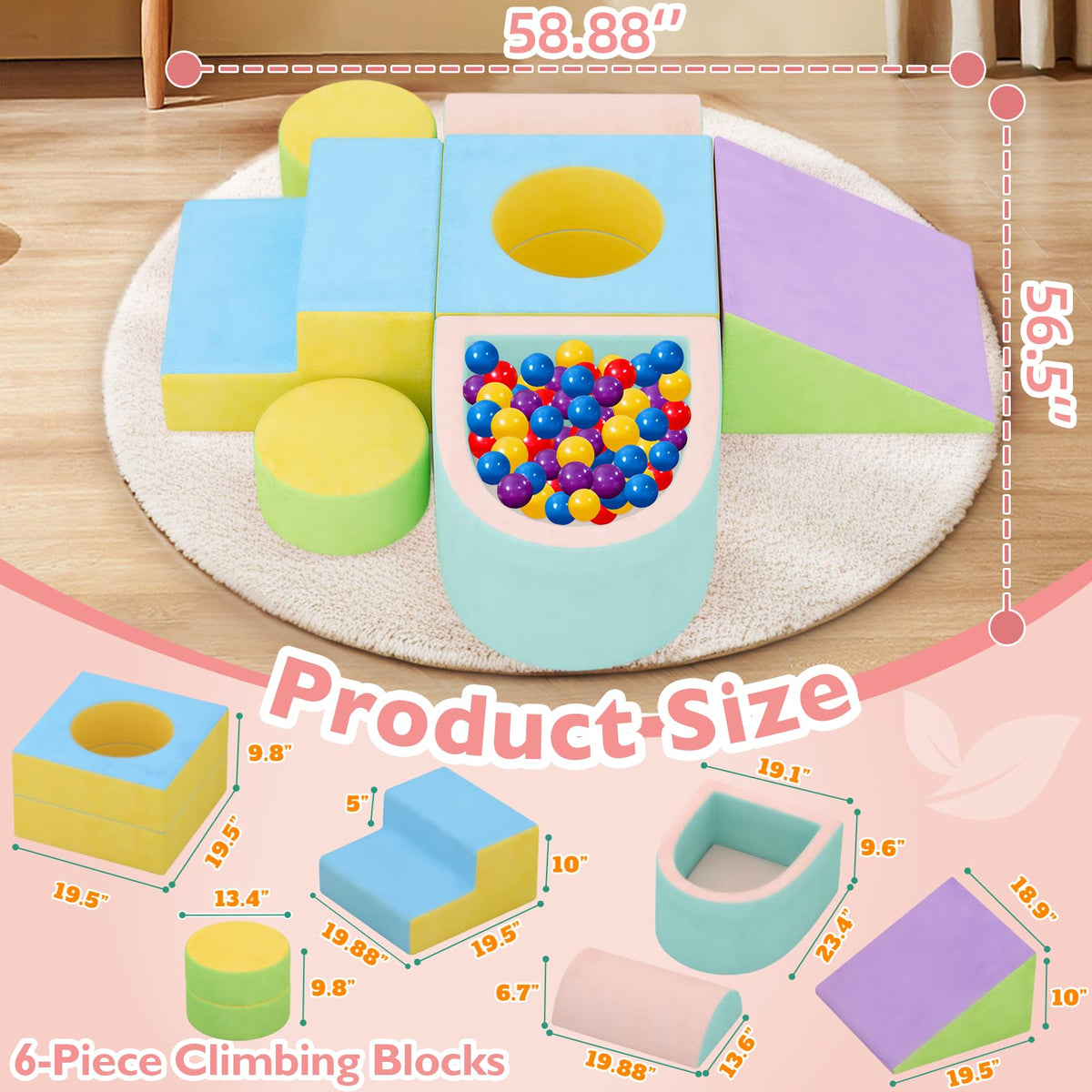 JUOIFIP foam blocks with soft cover ease cleaning and skin-friendly play.