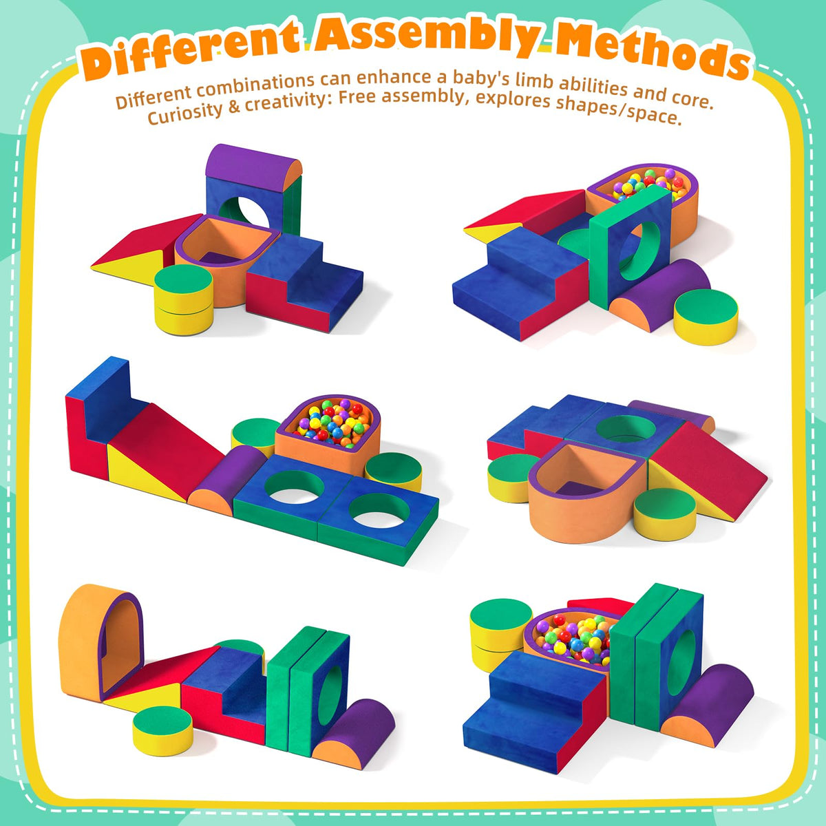 JUOIFIP toddler climbing blocks soft foam closeup emphasizes cushioned safety and rebound resilience