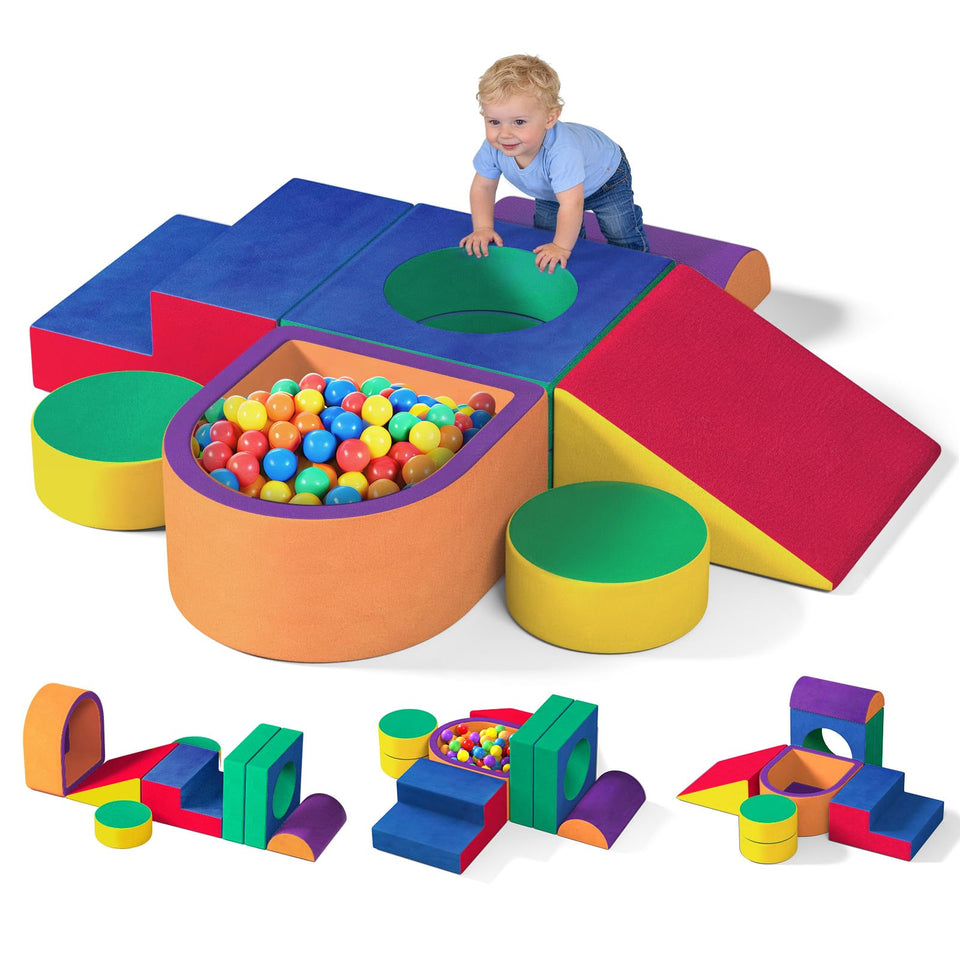 JUOIFIP toddler climbing blocks stairs show a sturdy setup for active play and balance