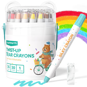 JUPITEARTH 36-color twist crayons pack with vibrant hues for quick color exploration and mess-free storage