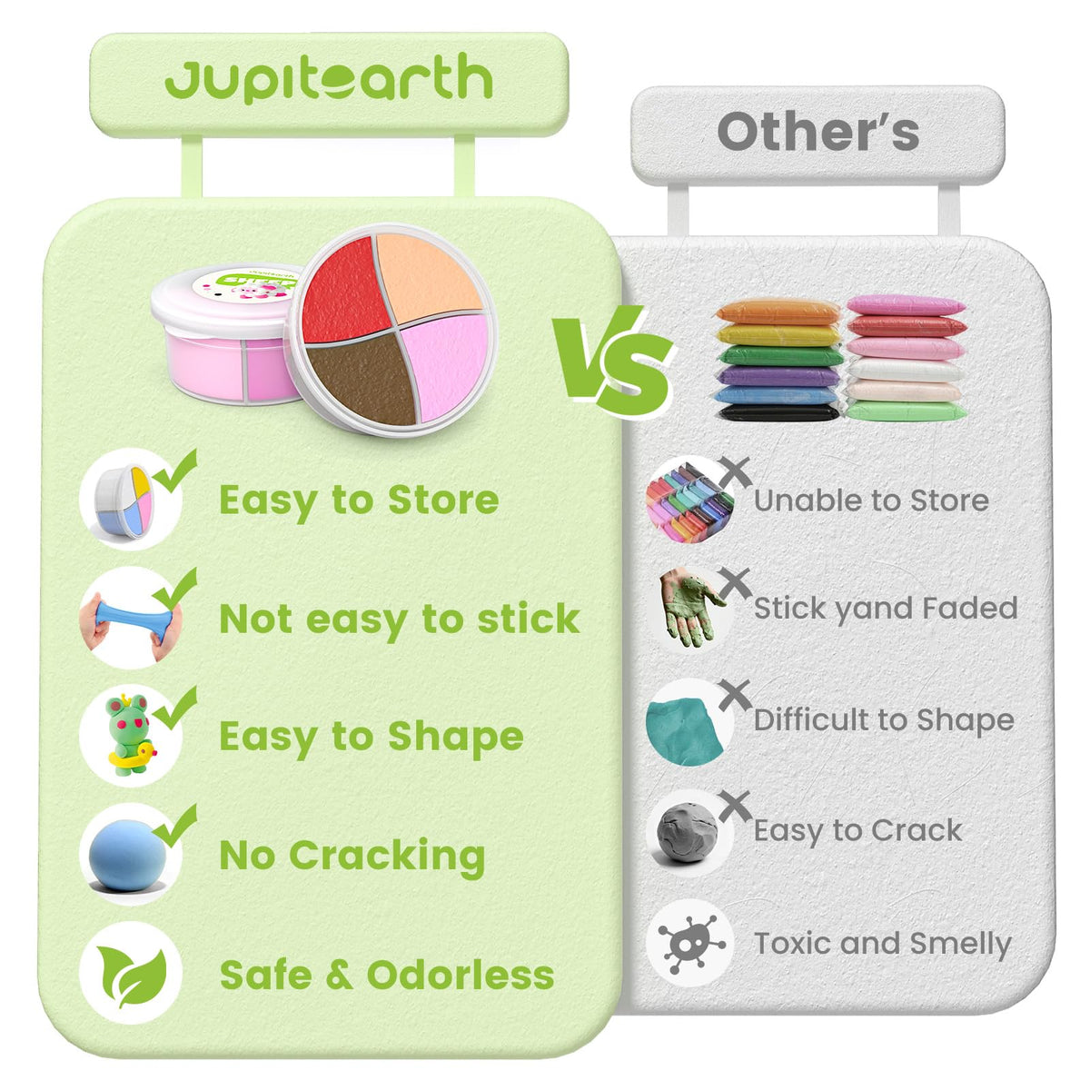 JUPITEARTH colorful 12-box clay set supporting diverse animal crafts