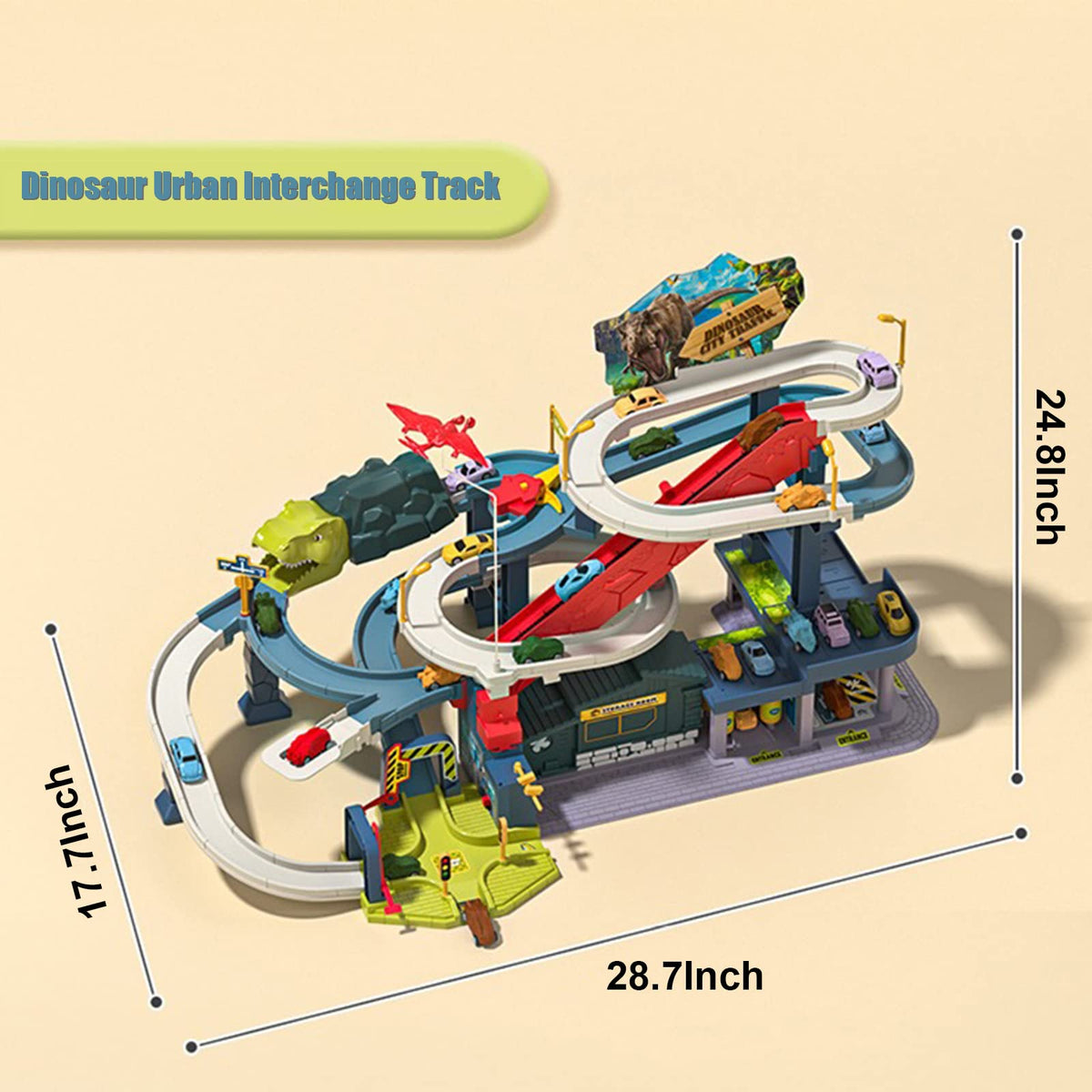 Juqic dinosaur cars add adventurous twists to track adventures for storytelling.