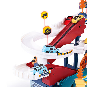 Juqic dinosaur hill climb ramps showcase elevated sections for exciting play.