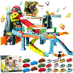 Juqic dinosaur ramp track front view for immersive kid-friendly racing play