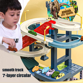 Juqic double-track and elevator ramps deliver smooth racing action for kids.