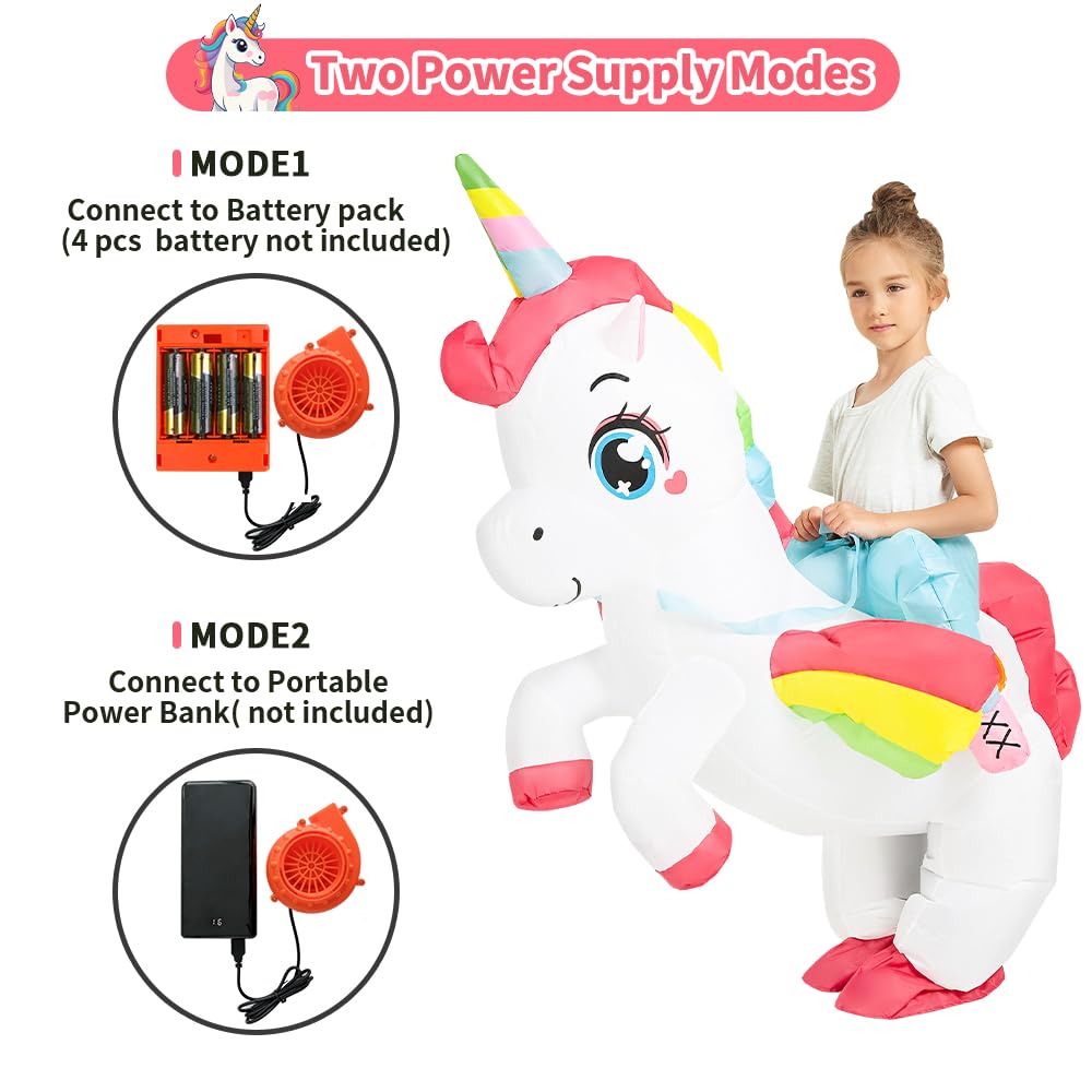 JUROSAICA inflatable unicorn fan in action keeping the outfit puffed