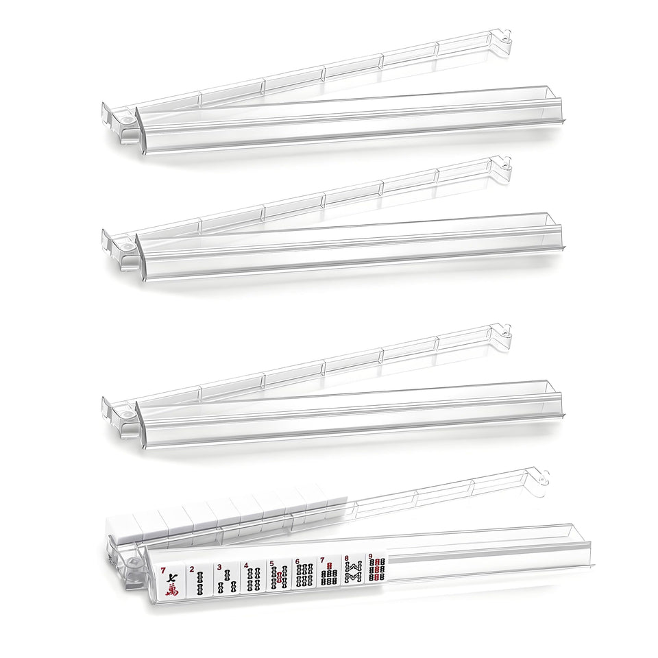 Jurwoch mahjong racks with pushers in a clear 4-pack, ideal for quick wall setup.