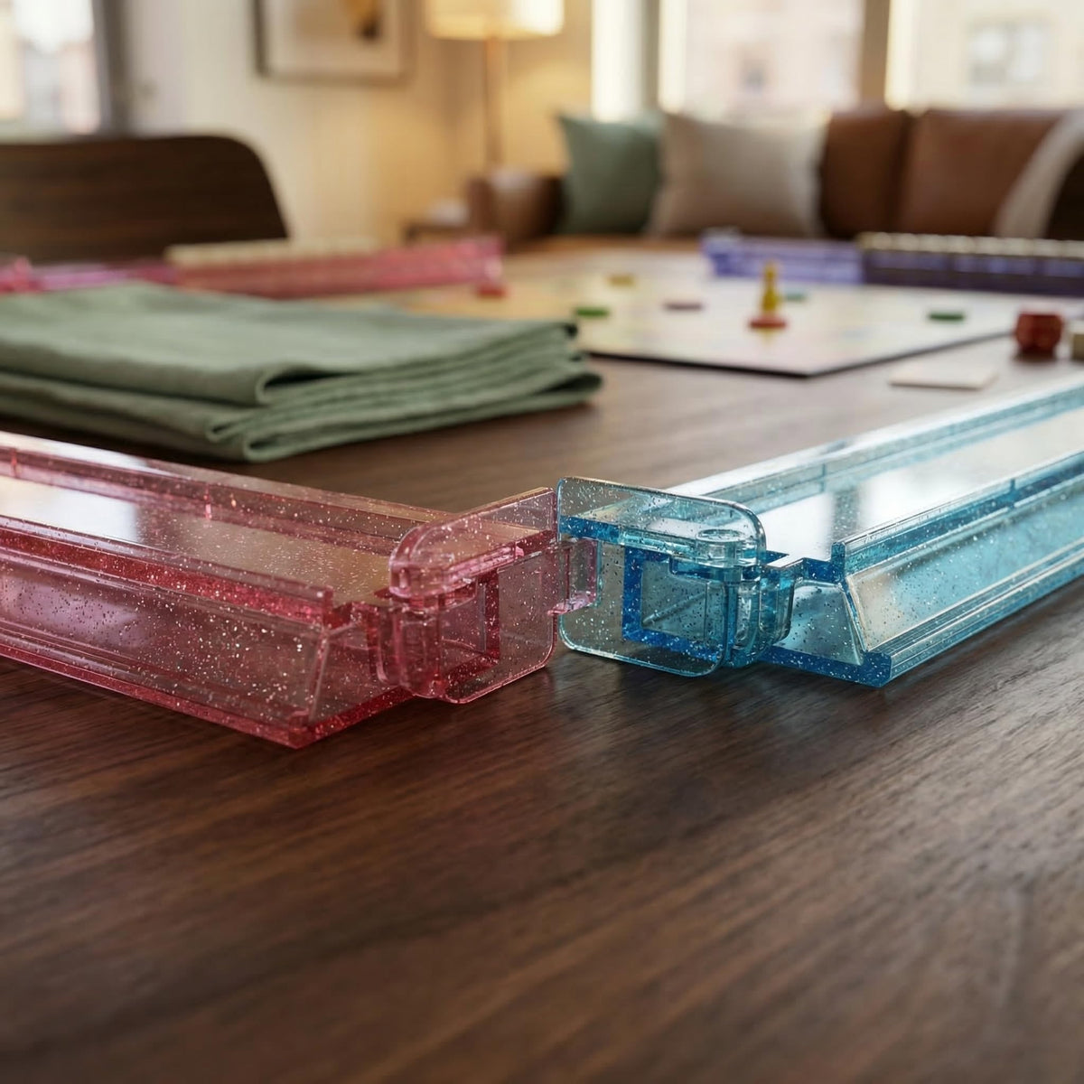 4-piece set fits standard American mahjong tiles for everyday games.