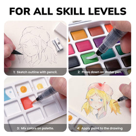 JusArt gel ink pen for precise detailing in watercolor work
