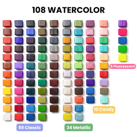 JusArt travel watercolor paint set in a protective case for outdoor painting
