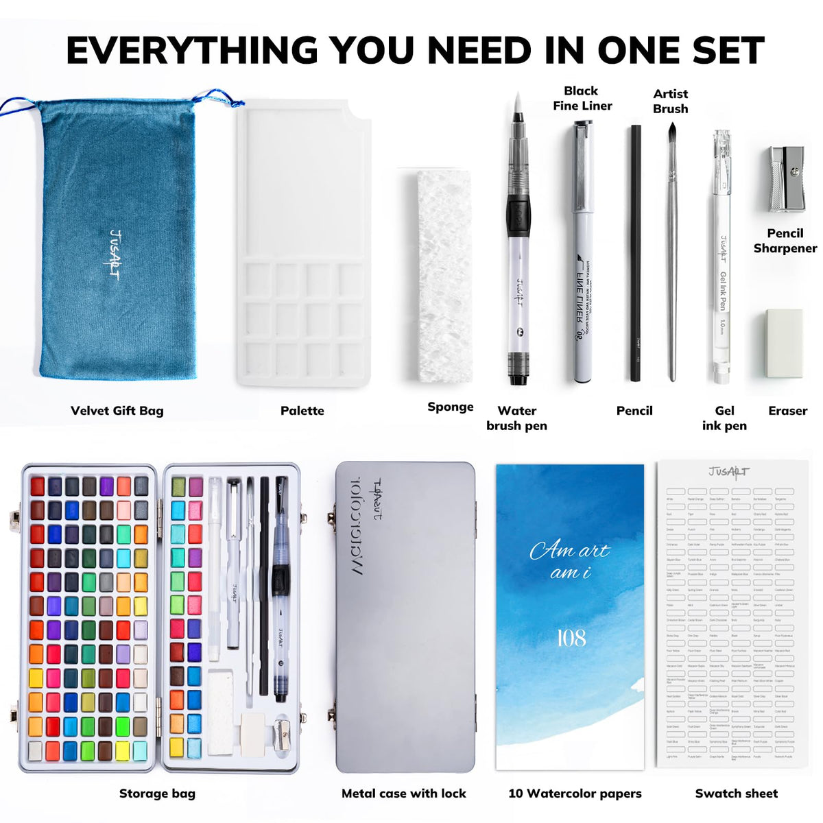 JusArt water brush pen ideal for on-the-go washes and blending