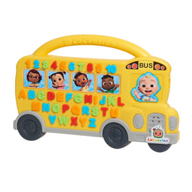 Just Play Cocomelon Learning Bus front view with colorful learning buttons for early literacy.