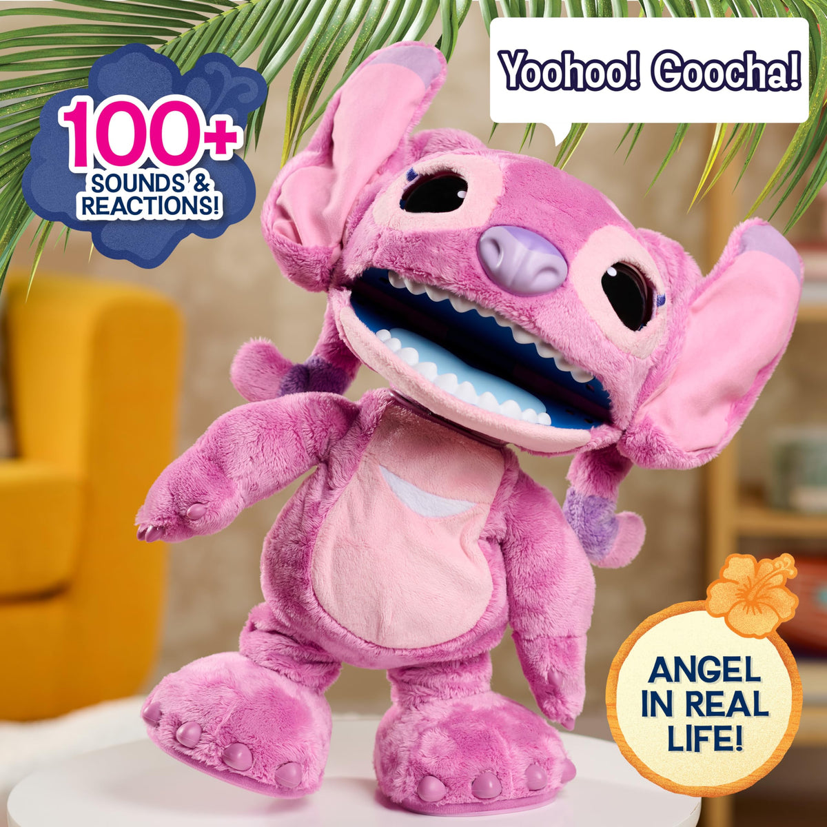 Just Play Disney Angel plush with movable eyes and head for lifelike play moments.