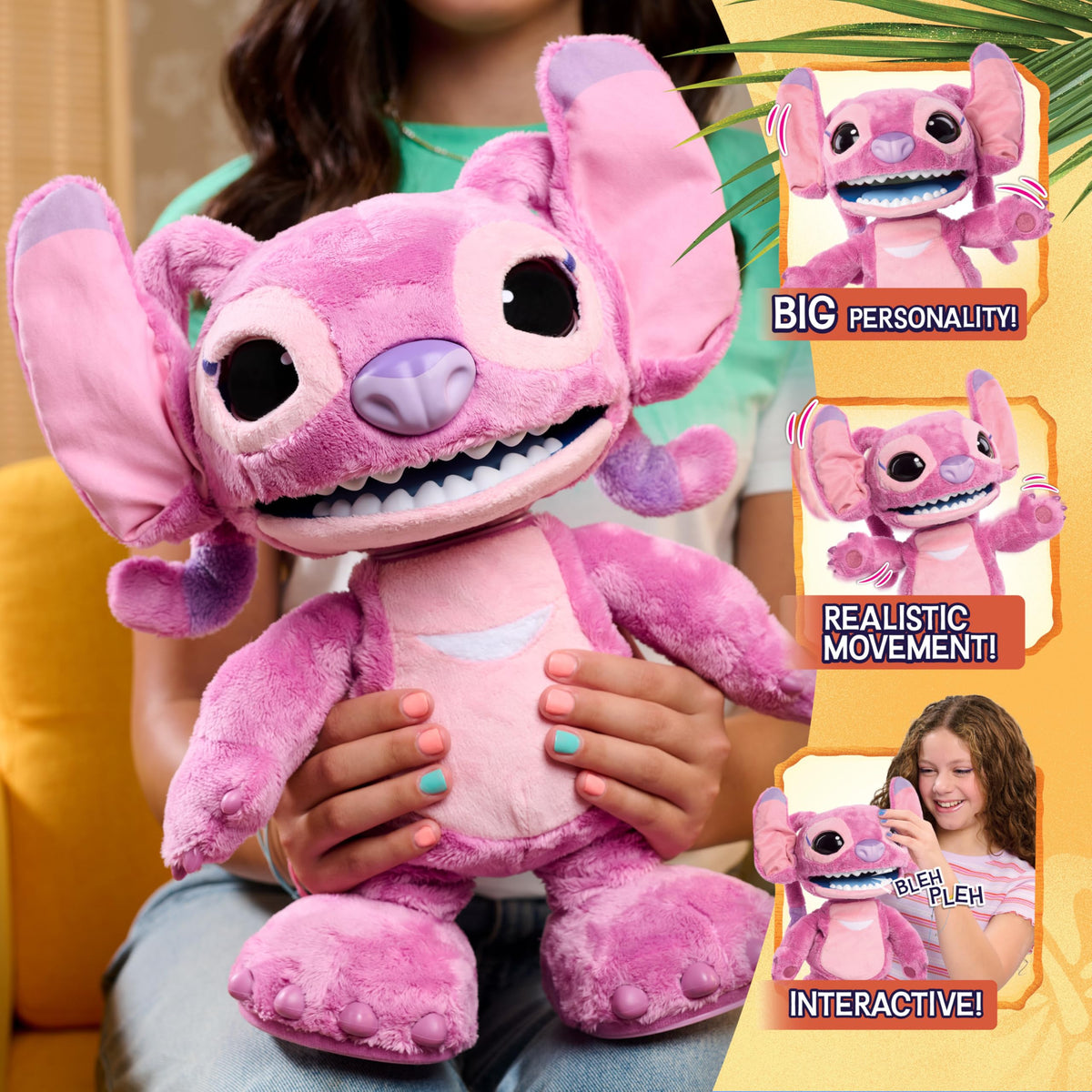 Just Play Disney Angel plush responds to nose press with entertaining sounds.