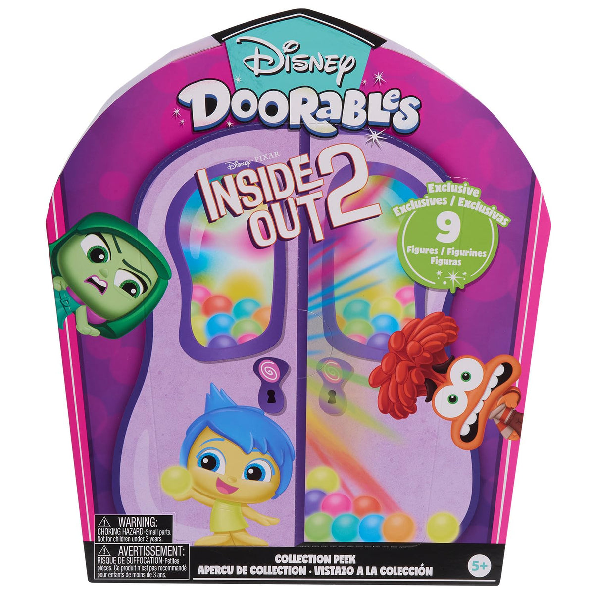 Just Play Disney Doorables Inside Out 2 Envy figure with glitter accents, perfect for display and trading
