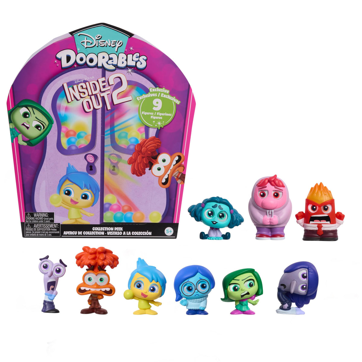 Just Play Disney Doorables Inside Out 2 Joy figure with glittery eyes, ideal for display and trading