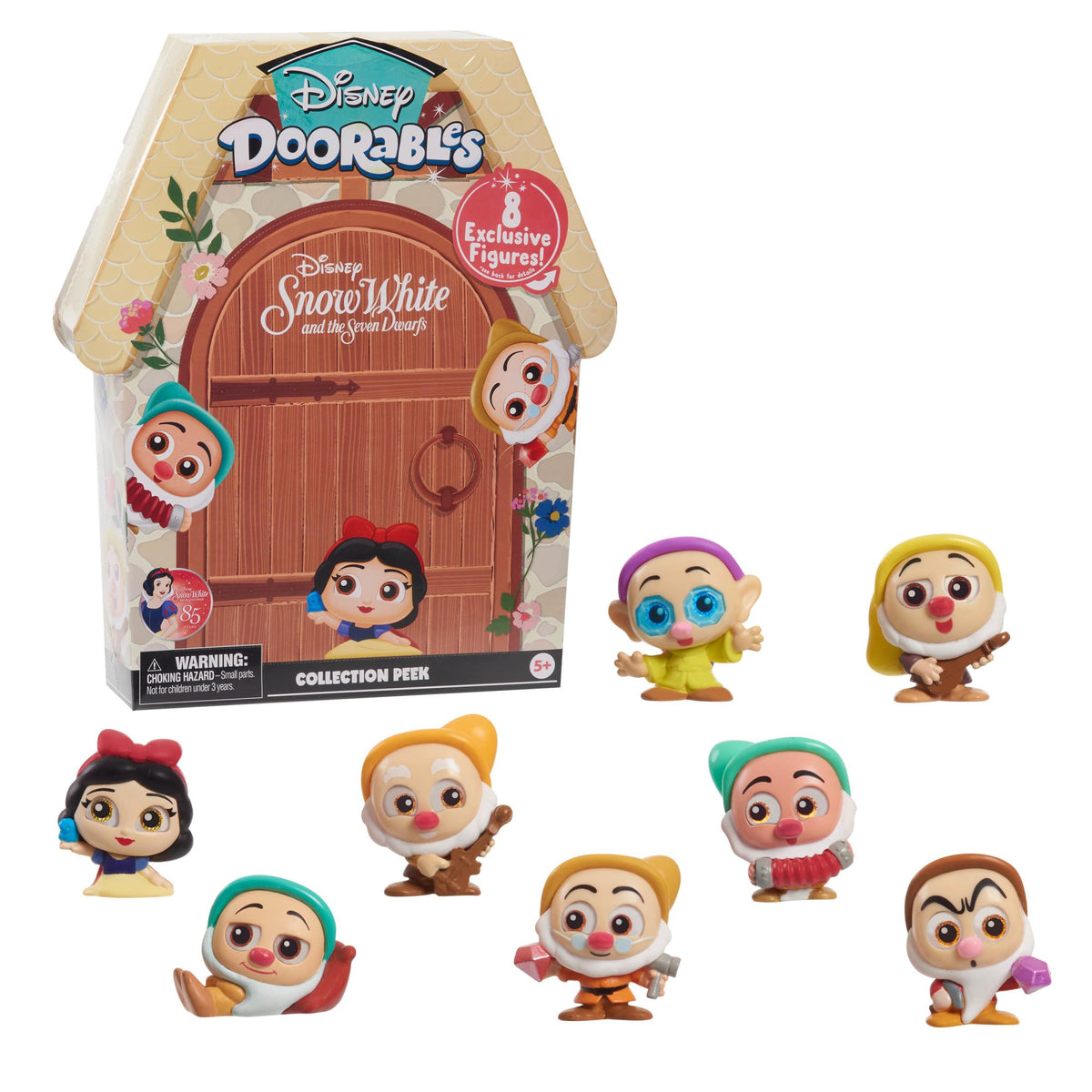 Just Play Disney Doorables Snow White Peek figures in a house blind box for imaginative play