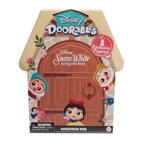 Peel-and-reveal packaging design on Disney Doorables Snow White collection box