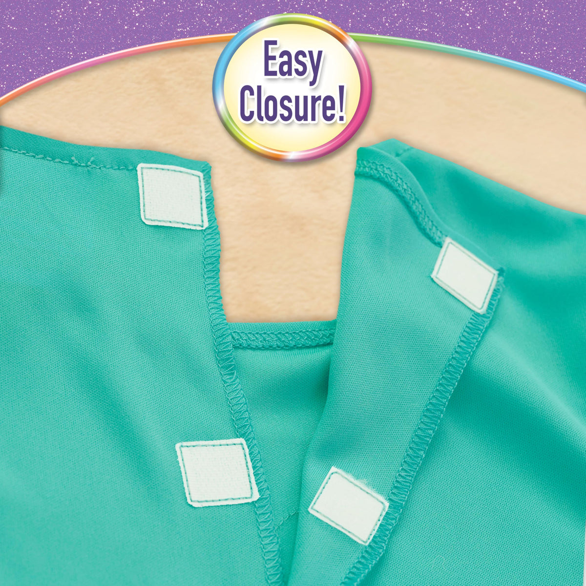 Colorful Bitsy dress-up set shown with turquoise details