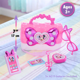 Just Play Disney Minnie Bowfabulous bag pink sunglasses highlight kid-sized styling accessories
