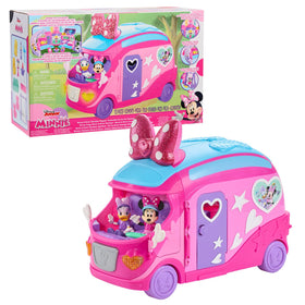 Just Play Disney Junior Minnie Mouse Bows-A-Glow Glamper front view with glowing glitter bow