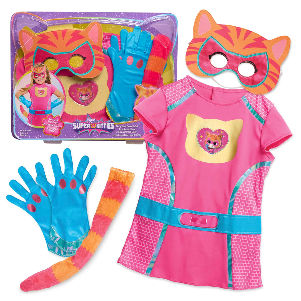Just Play Disney Junior SuperKitties Ginny Dress Up Set front view for imaginative play