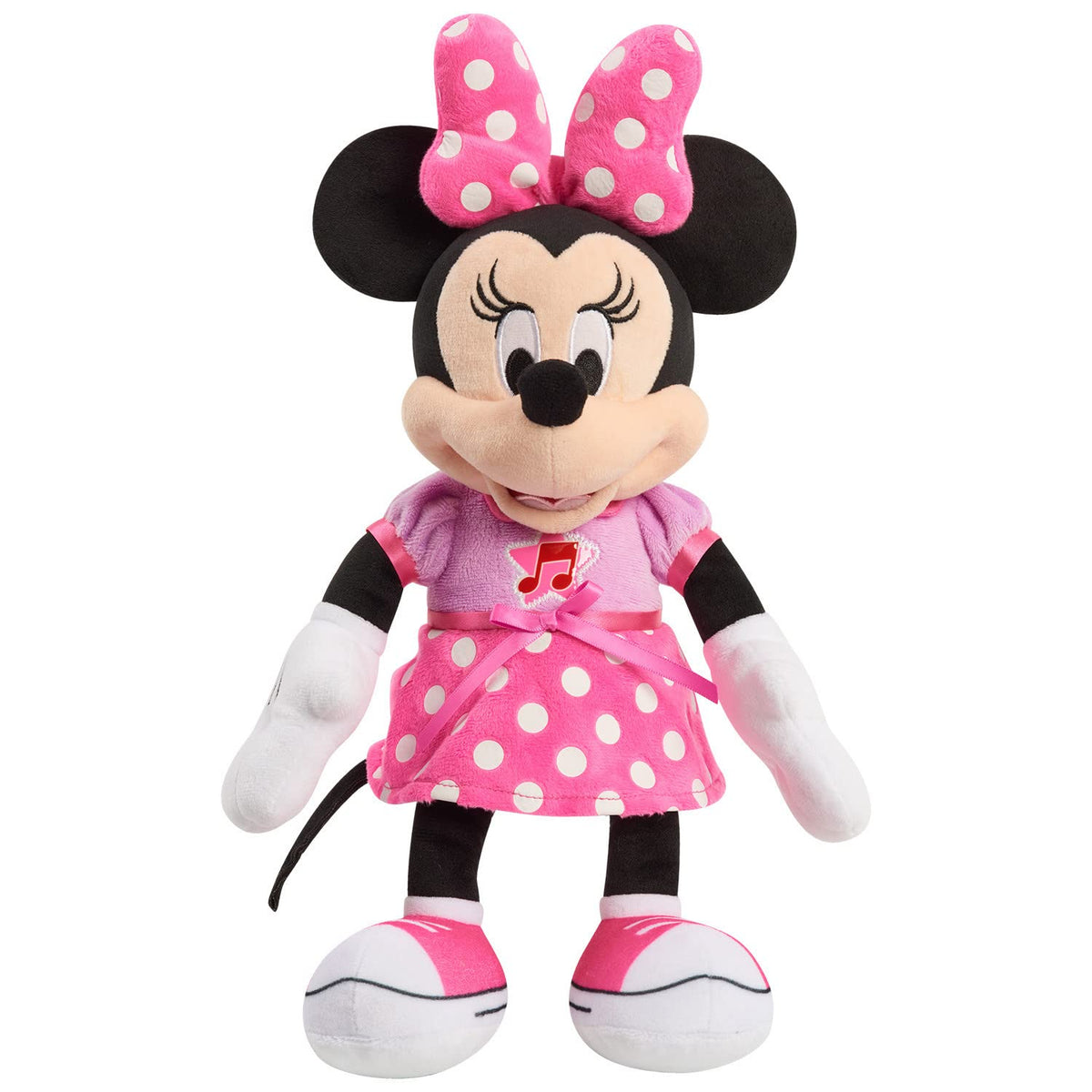 Just Play Minnie Mouse Singing Fun Plush with light-up bow for bedtime fun.