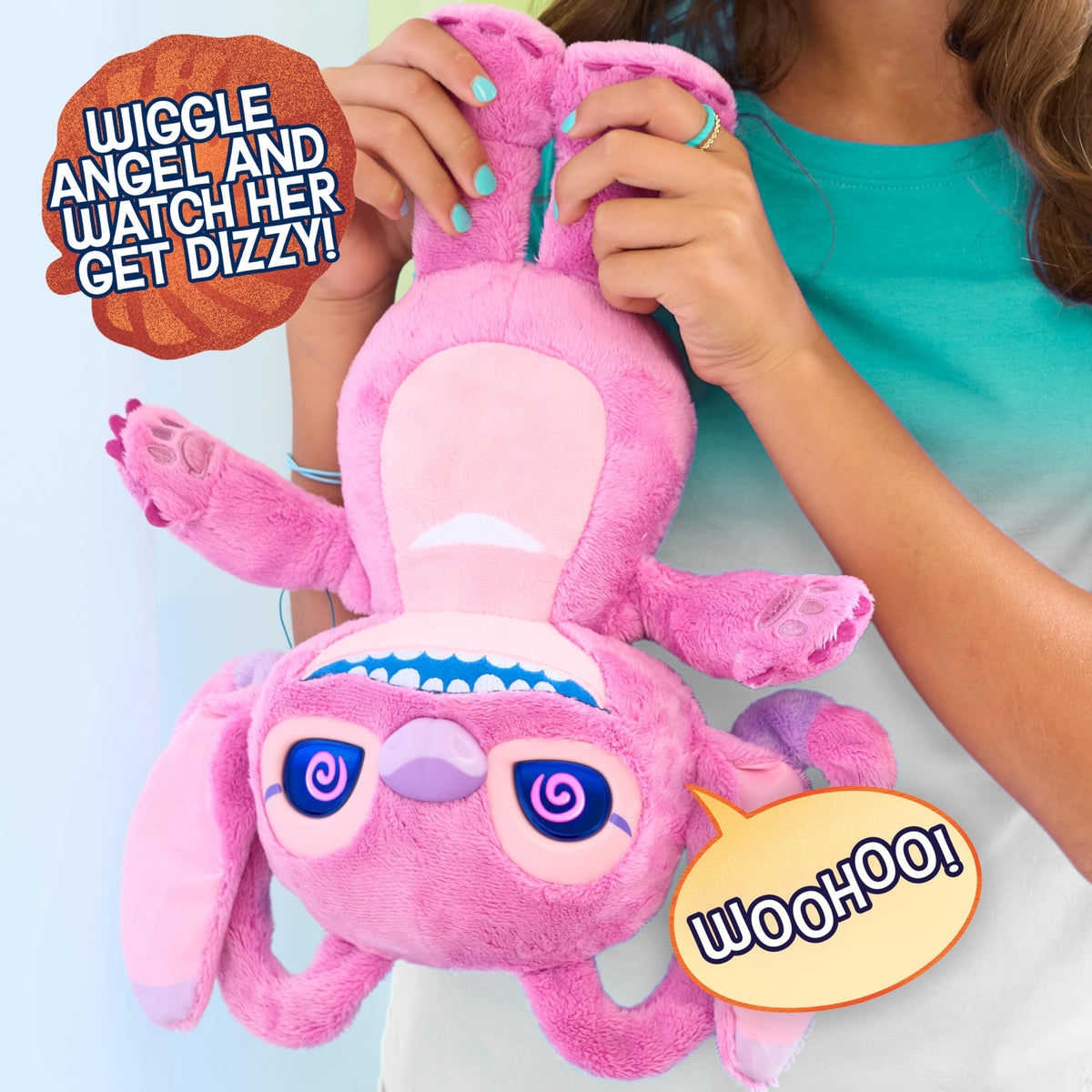 Just Play Disney Stitch Angel Many Moods yawns during gentle rocking