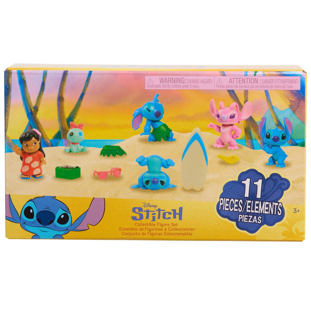 Just Play Disney Stitch figures set with six characters for play or display.