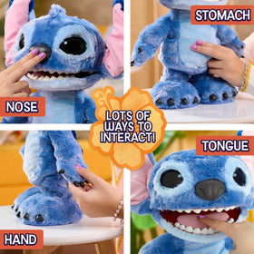 Stitch nose press triggering cheerful sounds and motion