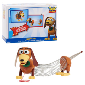 Just Play Disney Toy Story Slinky Dog pull toy with leash for active toddler play.