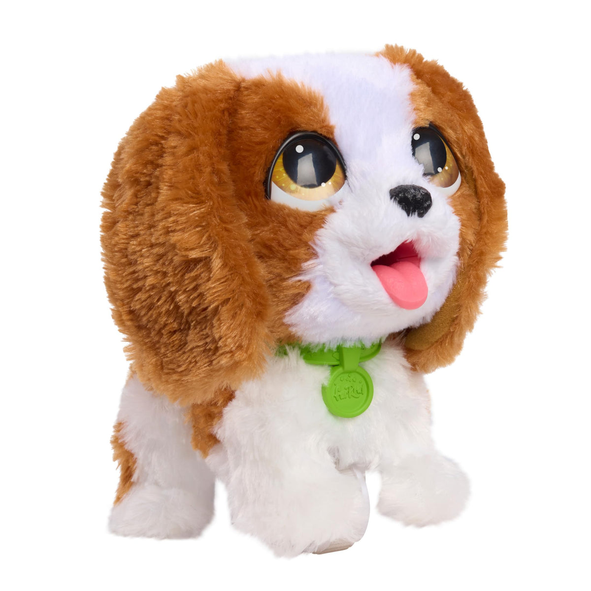 Just Play furReal Poop-A-Lots Cavalier King Charles Spaniel cuddles after playtime.