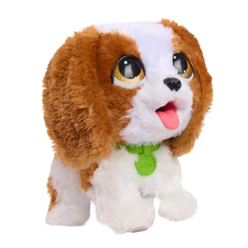Just Play furReal Poop-A-Lots Cavalier King Charles Spaniel cuddles after playtime.