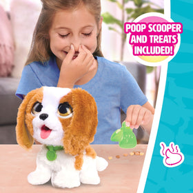 Just Play furReal Poop-A-Lots Cavalier King Charles Spaniel with leash demonstrates easy one-handed control during walks.