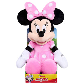 Just Play Minnie Mouse plush close-up fabric texture, showcasing soft materials for cozy hugs.
