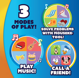 Just Play Oh, Toodles! Mickey Music mode plays piano, guitar, trumpet, and drums.