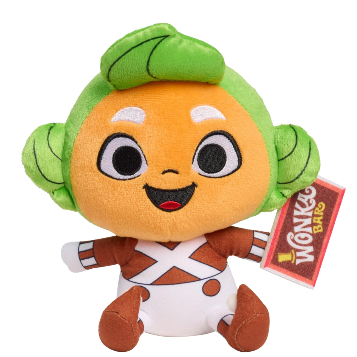 Just Play Oompa Loompa plush uniform detail embroidery.
