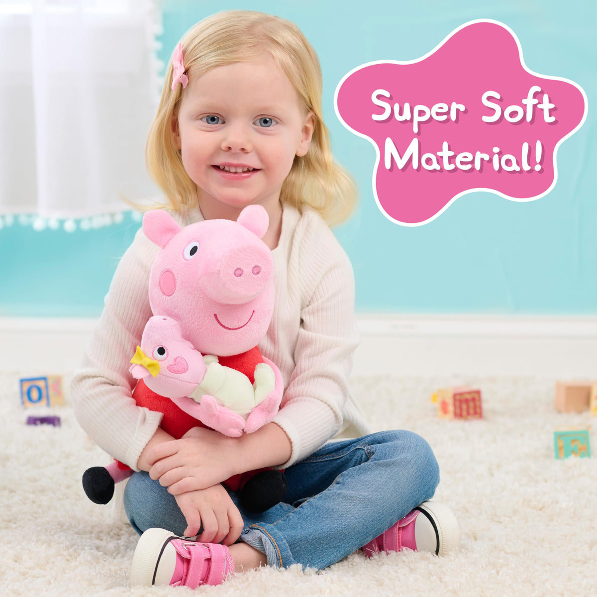Just Play Peppa Pig Baby Evie plush, non-removable sister companion for storytelling