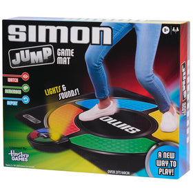 Just Play Simon Jump packaging highlights what's included and setup tips