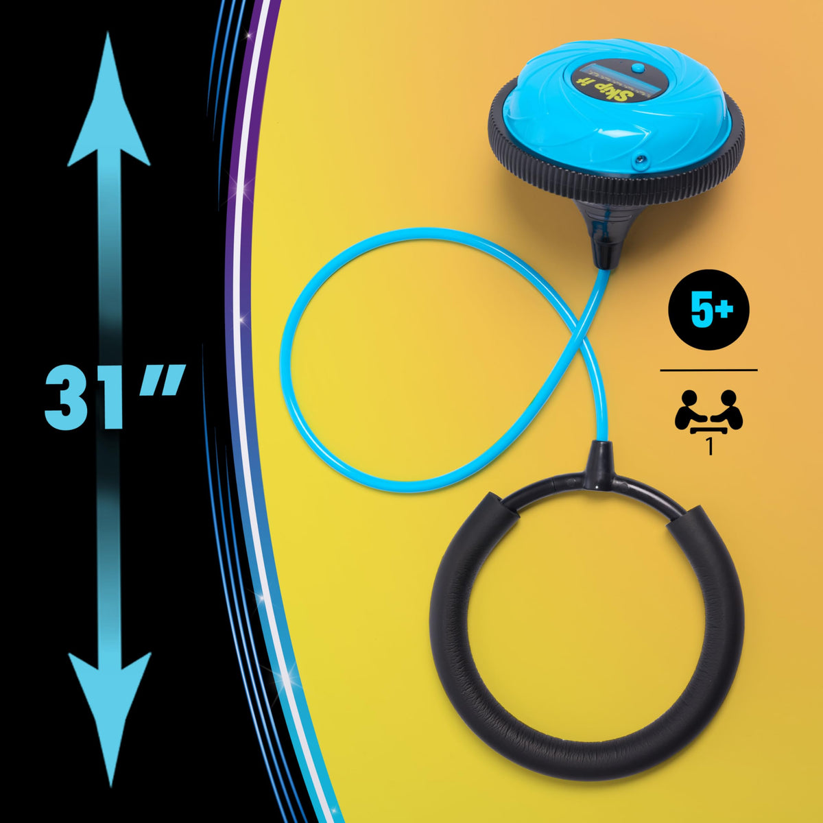 Just Play Skip It blue 31-inch length is travel-friendly for on-the-go play.