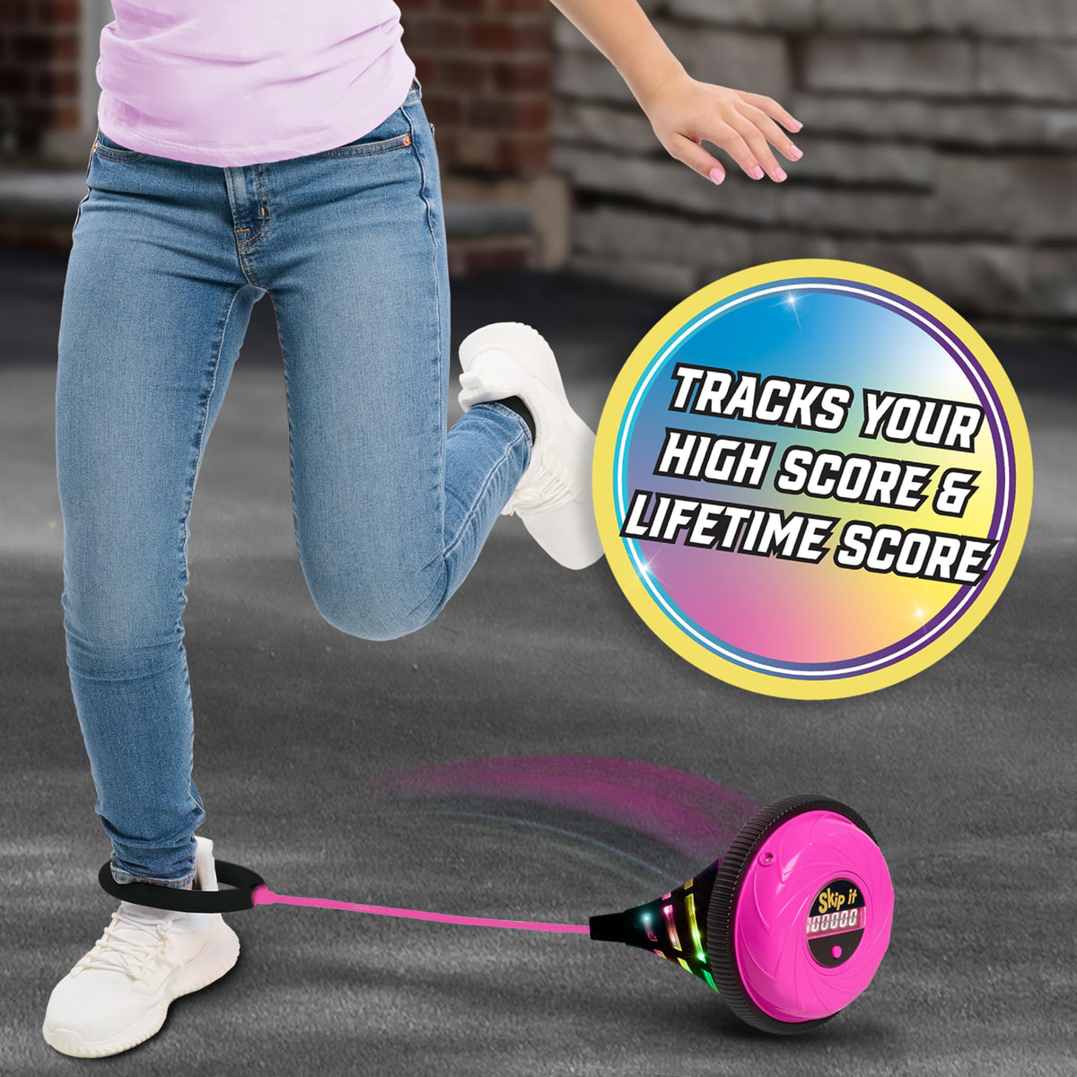 Just Play Skip It pink 31-inch length supports energetic outdoor fun.