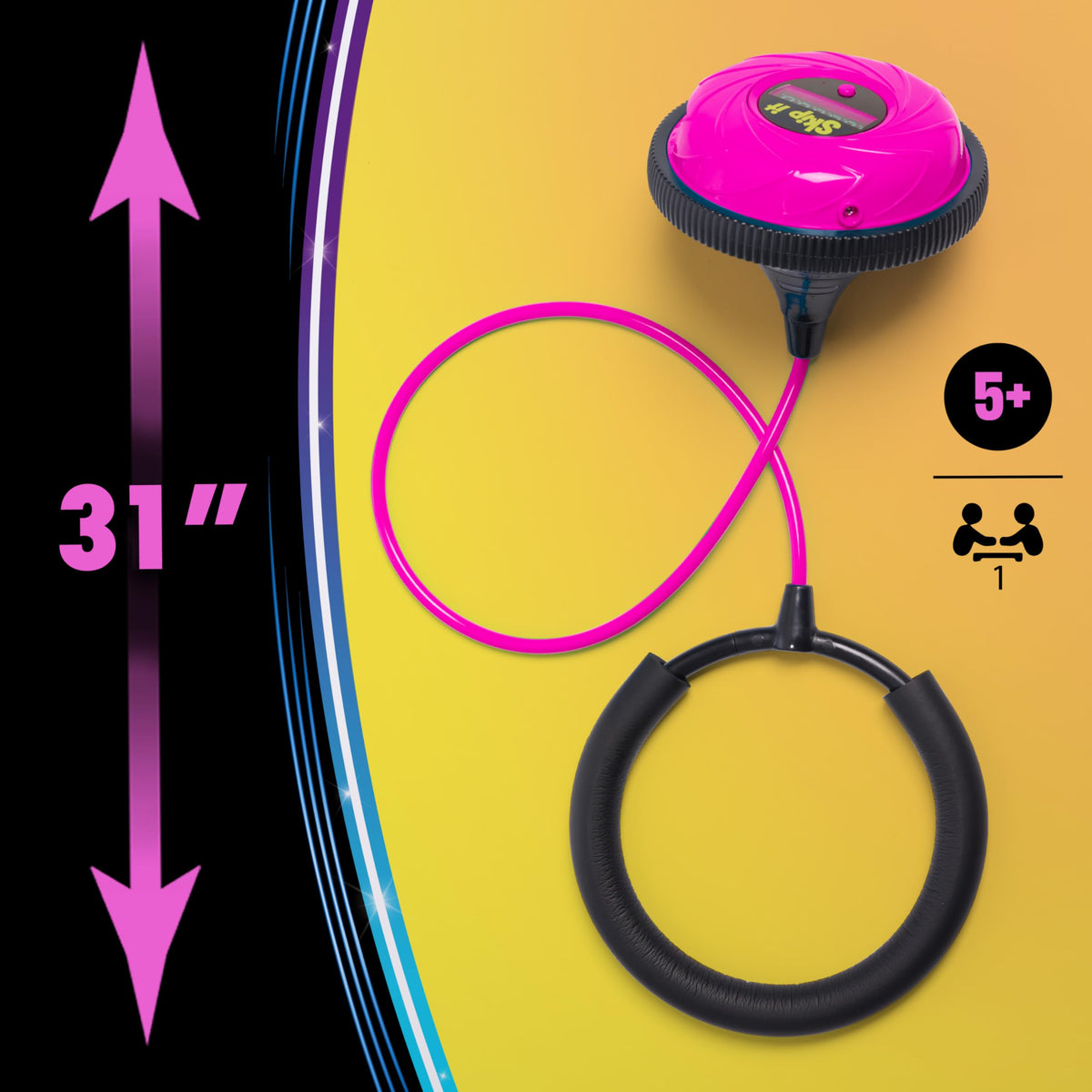 Just Play Skip It pink portable design fits bags for on-the-go play.