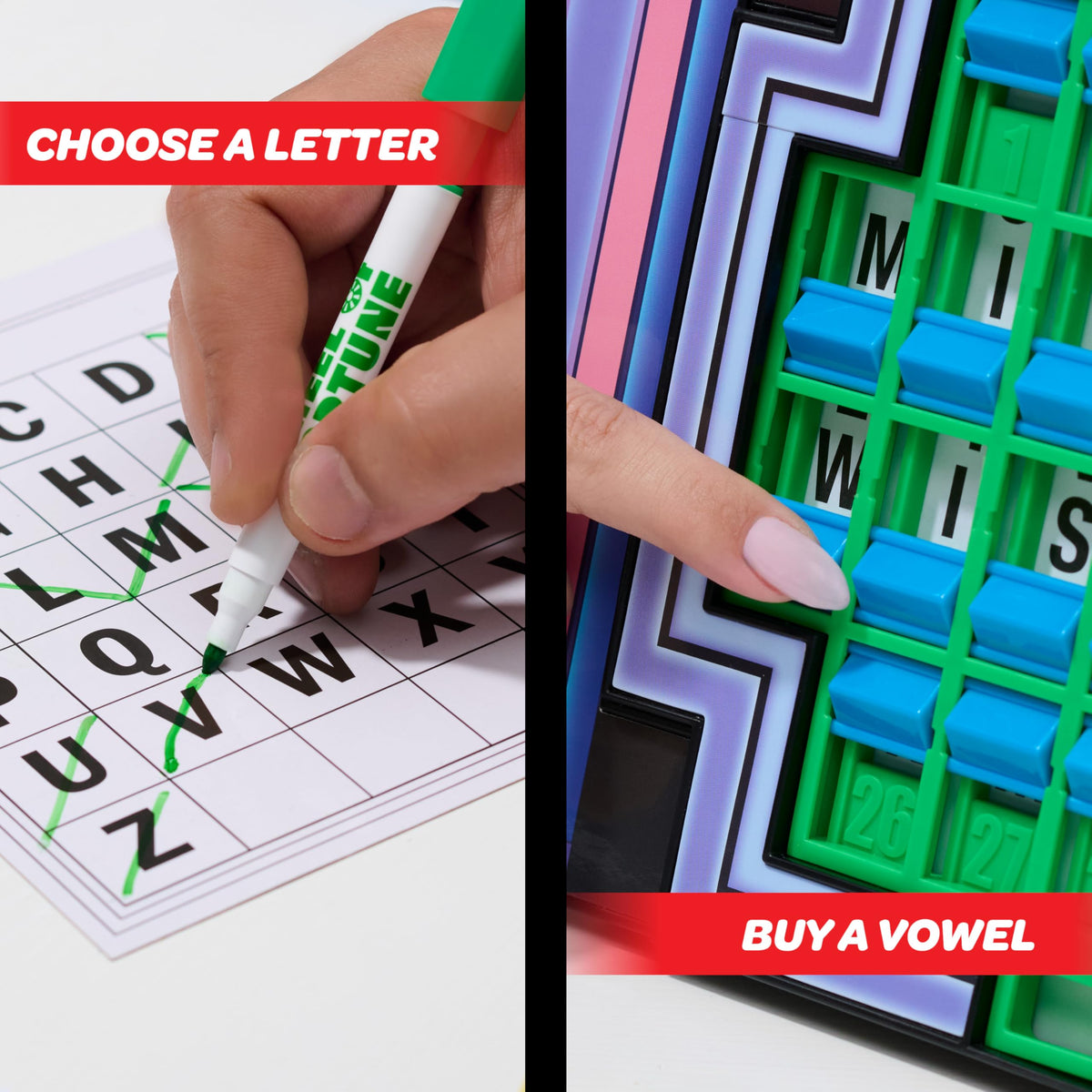 Just Play Wheel of Fortune Deluxe Game dry-erase-board keeps score and progress clear.