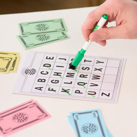Just Play Wheel of Fortune Deluxe Game dry-erase-marker enables fast marking.