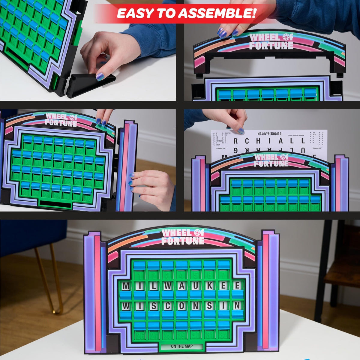 Just Play Wheel of Fortune Deluxe Game puzzle-board-feet stabilize play surface.