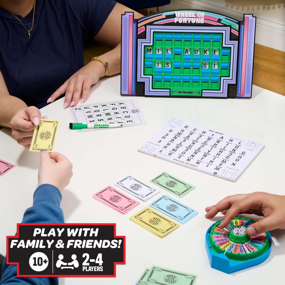 Just Play Wheel of Fortune Deluxe Game puzzle-board-frames ease setup and display.